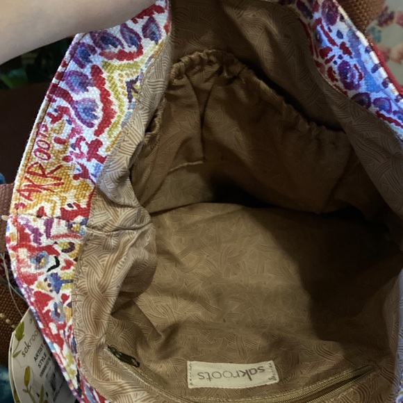 Sakroots Floral patter and Blue Denim Chevron Shoulder Bag BOHo NWT - Picture 6 of 12